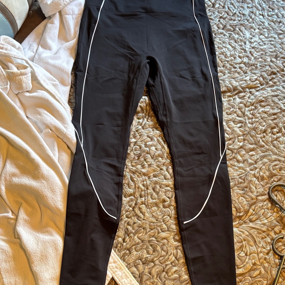 Fabletics Kids Black Leggings with White Accents